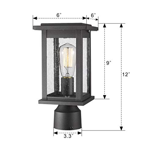 Emliviar Outdoor Post Light Fixtures 2 Pack Exterior Pillar Light In Black Finish With Seeded Glass 1803EW1 P 2PK 0 5