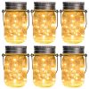 GIGALUMI Hanging Solar Mason Jar Lid Lights 6 Pack 30 Led String Fairy Lights Solar Laterns Table Lights 6 Hangers And Jars Included Great Outdoor Lawn Dcor For Patio Garden Yard And Lawn 0 100x100