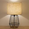 HAITRAL Bedside Table Lamp Farmhouse Table Lamp Basket Cage Style Chrome Metal Base With Linen Fabric Shade Lamp For Living Room Bedroom Black HT TH59 02 0 100x100