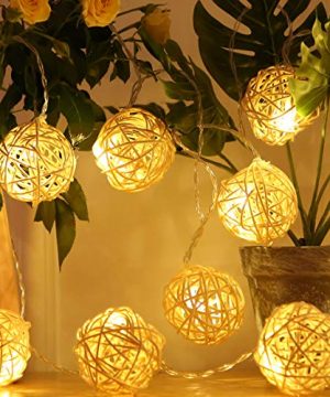 HYAL LUZ Battery Operated LED String Lights 164ft 20 Globe Rattan Balls Christmas Decoration Light Indoor Fairy String Lights Decorative For Bedroom Patio Party DecorWarm White 0 300x360