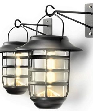 Home Zone Security Solar Wall Lantern Lights Outdoor 3000K Decorative Lantern Lights With No Wiring Required 2 Pack 0 300x360