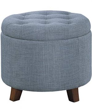 Homelegance Cleo 20 Round Fabric Storage Accent Ottoman Blue 0 300x360