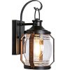 Hykolity Canyon Outdoor Indoor Wall Light Fixture LED Bulb Included Black Wall Lighting Architectural Wall Sconce With Clear Glass Shade For Entryway Porch Front Door ETL 0 100x100