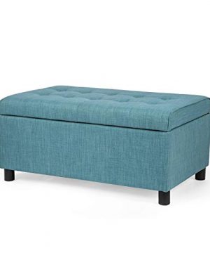 Joveco Storage Ottoman Fabric Button Tufted Rectangular Teal Footrest Bench Toy Chests Storage Room Organizer CadetBlue 0 300x360