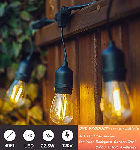 Led Outdoor String Lights Edison Bulb String Lights 48ft