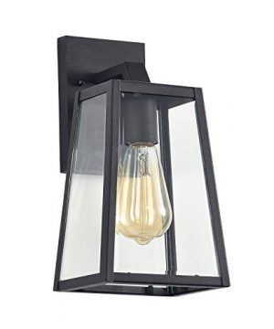 MICSIU Outdoor Wall Lantern With ST58 Bulb 1 Light Exterior Wall Sconce Textured Black Wall Mount Light Fixture With Clear Glass For HomePorchPatioWalkways Bedroom 0 300x360