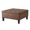 Madison Park Square Tufted Large Faux Leather All Foam Wood Frame Brown Cocktail Ottoman Modern Design Coffee Table For Living Room 0 100x100