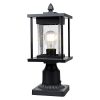 Osimir Outdoor Post Light Modern Farmhouse Exterior Post Lantern With Pier Mount Base 16H Patio Post Lights Fixture Black Finish With Seeded Glass 85981G 0 100x100