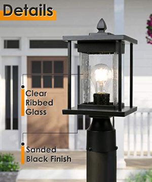 Osimir Outdoor Post Light Modern Farmhouse Exterior Post Lantern With Pier Mount Base 16 H Patio Post Lights Fixture Black Finish With Seeded Glass 8598 1g Farmhouse Goals