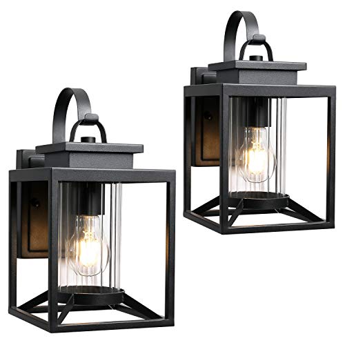 Osimir Outdoor Wall Light 2 Pack Modern Farmhouse Sconce Lighting In Black Finish With Cylinder Glass Goals - Outdoor Wall Sconce Lights