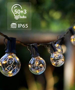 Outdoor Patio String Lights Novtech 58FT 50Bulbs Waterproof LED Outdoor String Lights Plug In G40 Decorative Globe String Lights For Backyard Pergola Party Bistro Porch Cafe UL Standard 0 300x360