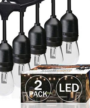 SUNTHIN 2 Pack 48ft LED Outdoor String Lights With 09W Shatterproof Bulb For Patio String LightsBackyard LightsPorch Lights Commercial Light String Outdoor Use 0 300x360