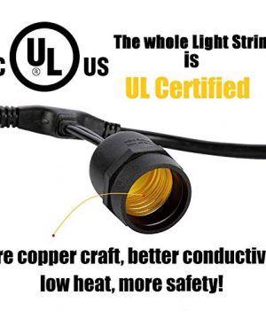 SUPERDANNY 52FT Shatterproof LED Outdoor String Lights UL Approval Commercial Grade Waterproof 26 2 For Spare Edison Bulbs 30pcs Zip Ties Weatherproof Plastic Bulb 0 3 300x360