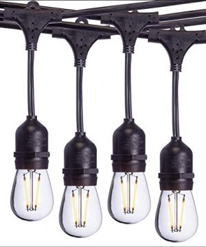 Sterno Home 48 Ft Vintage Style Waterproof Outdoor LED String Lights Hanging Edison Bulbs On Black Rubberized Cord For Backyard Weddings Patio Porch And More 0 300x360