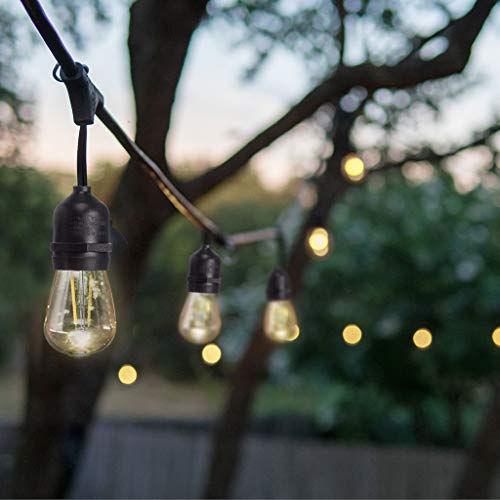 Sterno Home 48 Ft Vintage Style Waterproof Outdoor LED String Lights Hanging Edison Bulbs On Black Rubberized Cord For Backyard Weddings Patio Porch And More 0 4