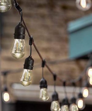 Sterno Home 48 Ft Vintage Style Waterproof Outdoor LED String Lights Hanging Edison Bulbs On Black Rubberized Cord For Backyard Weddings Patio Porch And More 0 5 300x360