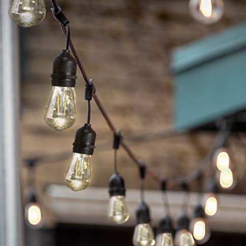 Sterno Home 48 Ft Vintage Style Waterproof Outdoor LED String Lights Hanging Edison Bulbs On Black Rubberized Cord For Backyard Weddings Patio Porch And More 0 5