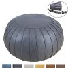 Thgonwid Unstuffed Suede Pouf Footstool Ottoman Handmade Faux Leather Poufs 23 X 14 Round Floor Cushion Footstool For Living Room Bedroom And Wedding Deep Grey 0 100x100