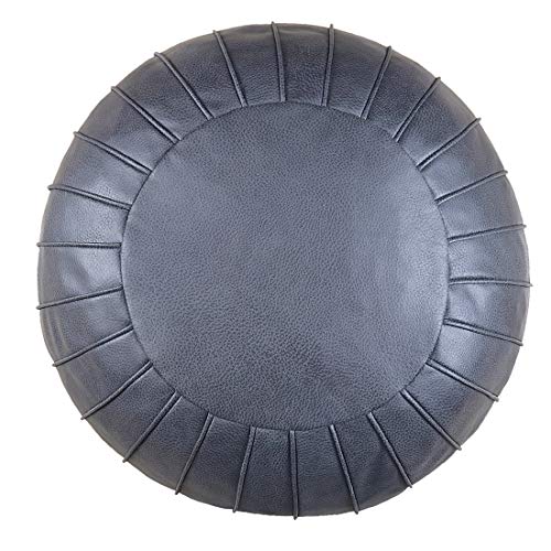 Thgonwid Unstuffed Suede Pouf Footstool Ottoman Handmade Faux Leather Poufs 23 X 14 Round Floor Cushion Footstool For Living Room Bedroom And Wedding Deep Grey 0 2