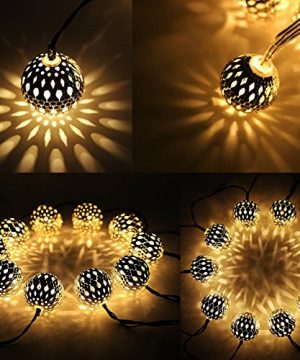 Twinkle Star 135 Ft 40 LED Globe String Lights Silver Moroccan Party Hanging Lights Battery Operated Decor For Indoor Home Bedroom Party Wedding Christmas Tree Warm White 0 300x360