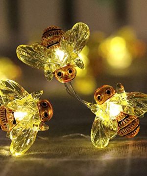 WSgift Honeybee Decorative String Lights 187 Ft 40 LED USB Plug In Copper Wire Bee Fairy Lights For Various Decoration Projects Warm White Remote Control With Timer 0 300x360