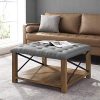 Walker Edison Tufted Upholstered Fabric Ottoman Stool Living Room Foot Rest Coffee Table Storage Shelf 30 Inch Grey 0 100x100