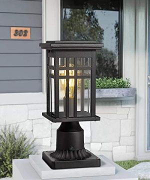 Zeyu Exterior Post Light Outdoor Pole Lantern Pillar Light Fixture With Clear Glass Shade And Black Finish 20068 P BK 0 1 300x360