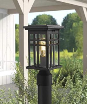 Zeyu Exterior Post Light Outdoor Pole Lantern Pillar Light Fixture With Clear Glass Shade And Black Finish 20068 P BK 0 2 300x360