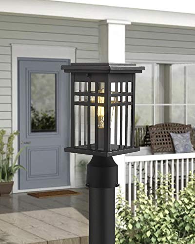 Zeyu Exterior Post Light Outdoor Pole Lantern Pillar Light Fixture With Clear Glass Shade And Black Finish 20068 P BK 0 3