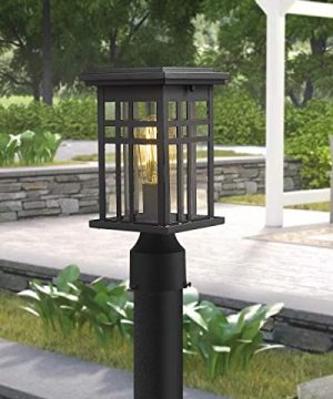 Zeyu Exterior Post Light Outdoor Pole Lantern Pillar Light Fixture With Clear Glass Shade And Black Finish 20068 P BK 0 4 300x360