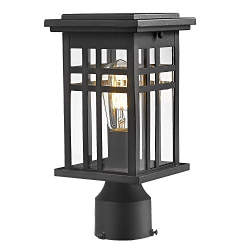 Zeyu Exterior Post Light Outdoor Pole Lantern Pillar Light Fixture With Clear Glass Shade And Black Finish 20068 P BK 0