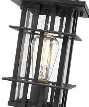 Zeyu Outdoor Post Light 12 Inch Exterior Post Lantern For Patio Garden Seeded Glass Shade And Black Finish 20058P BK 0 0 300x360