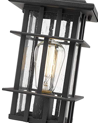 Zeyu Outdoor Post Light 12 Inch Exterior Post Lantern For Patio Garden Seeded Glass Shade And Black Finish 20058P BK 0 0