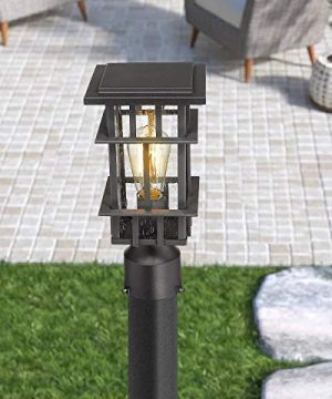 Zeyu Outdoor Post Light 12 Inch Exterior Post Lantern For Patio Garden Seeded Glass Shade And Black Finish 20058P BK 0 2 300x360
