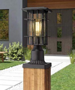 Zeyu Outdoor Post Light 12 Inch Exterior Post Lantern For Patio Garden Seeded Glass Shade And Black Finish 20058P BK 0 3 300x360