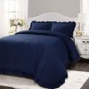 2 Piece Farmhouse Comforter Set Twin XL French Country Shabby Chic Border Ruffled Solid Color Navy Bedding Plush Soft Cozy Comfy Microfiber 0 100x100