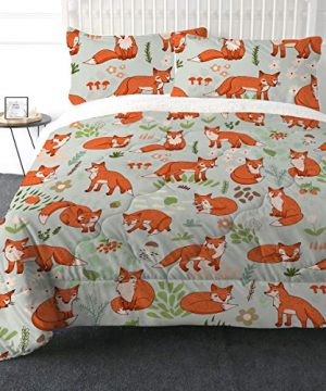 ARIGHTEX Super Soft Sherpa Comforter Bed Set 3D Lightweight Fuzzy Duvet Blankets Polyester Filler Bedspreads With 2 Pillow Shams Orange Fox Twin 0 300x360