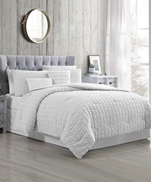 Amrapur Overseas Kallan 5 Piece Seersucker Comforter Set Queen White 0 300x360