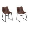 Ashley Furniture Signature Design Centiar Dining Chairs Set Of 2 Mid Century Modern Style Black Metal Base Brown Faux Leather Bucket Seat 0 100x100