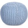 BIRDROCK HOME Round Pouf Foot Stool Ottoman Knit Bean Bag Floor Chair Cotton Braided Cord Great For The Living Room Bedroom And Kids Room Small Furniture Soft Blue 0 100x100