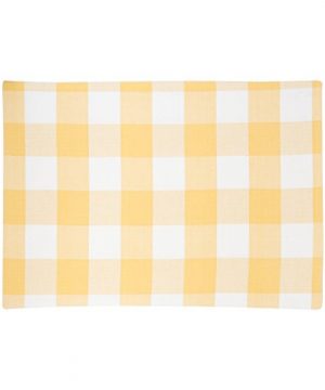 CF Home Franklin 13 X 19 Buffalo Check Gingham Plaid Woven Sunrise Yellow And White Cotton Reversible Machine Washable Placemat Set Of 6 Rectangular Placemat Set Of 6 Yellow 0 300x360