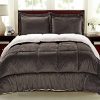 Cathay Home Fashions Reversible Faux Fur And Sherpa 3 Piece Comforter Set Queen Chocolate 0 100x100