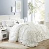 Chic Home Halpert 6 Piece Comforter Set Floral Pinch Pleated Ruffled Designer Embellished Bedding With Bed Skirt And Decorative Pillows Shams Included Queen White 0 100x100