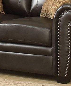 Christies Home Living 2 Piece Louis Traditional Fabric Stationary Sofa And Love Seat Living Room Set With Accented Nail Head Trim Brown 0 2 300x360