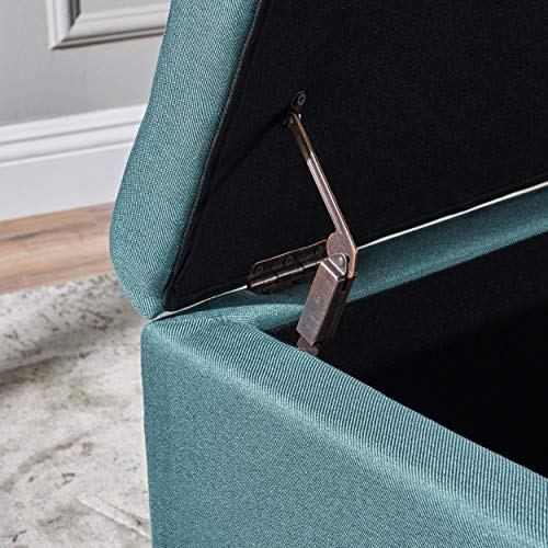 Christopher Knight Home Mission Fabric Storage Ottoman Dark Teal 0 2