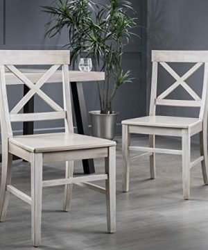 Christopher Knight Home Roshan Farmhouse Acacia Wood Dining Chairs Light Grey Wash 0 300x360