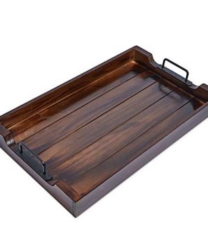 Coffee Table Serving Tray Rustic Style Farmhouse Decor Metal Handles Perfect For Parties Serving And Decoration 0 300x360