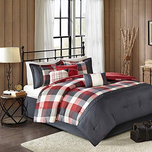 Country Farmhouse Rustic Red Plaid, Rustic California King Bedding Sets
