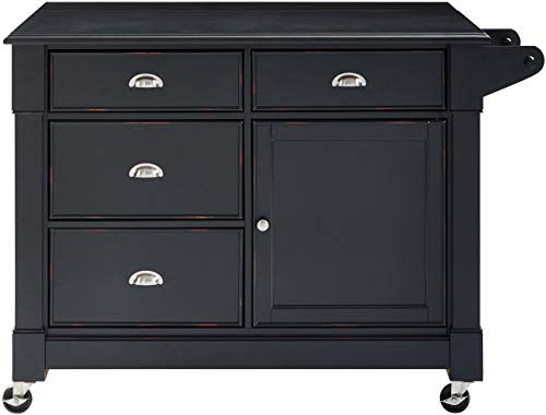 Crosley Furniture Lacey Kitchen Cart Distressed Black 0 0