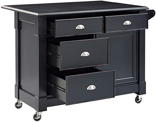 Crosley Furniture Lacey Kitchen Cart Distressed Black 0 1